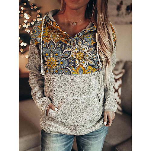 

Women's Pullover Hoodie Sweatshirt Graphic Christmas Daily Casual Christmas Hoodies Sweatshirts Blue Yellow