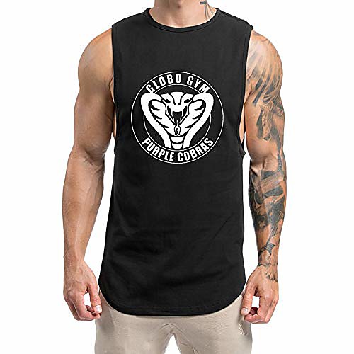 

globo gym cobras mens bodybuilding weight lifting workout tank tops,black,large