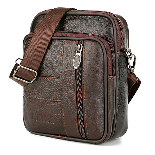 

Men's Bags Cowhide Crossbody Bag Zipper Solid Color Daily Outdoor 2021 Light Coffee Dark Coffee