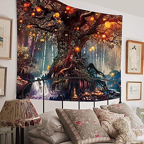 

Wall Tapestry Art Decor Blanket Curtain Picnic Tablecloth Hanging Home Bedroom Living Room Dorm Decoration Polyester Fantasy Tree