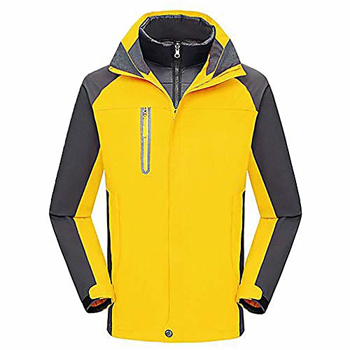 

men's outdoor sports climbing windbreaker 3-in-1two-piece mountaineering down liner jacket (yellow xs)