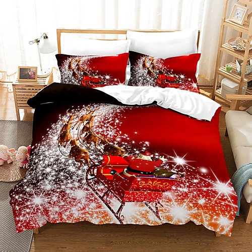 

Christmas Series 3-Piece Duvet Cover Set Hotel Bedding Sets Comforter Cover with Soft Lightweight Microfiber For Holiday Decoration(Include 1 Duvet Cover and 1or 2 Pillowcases)