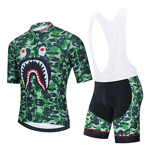 

21Grams Men's Short Sleeve Cycling Jersey with Bib Shorts Cycling Jersey with Shorts Black Green BlackWhite Camo / Camouflage Bike Breathable Quick Dry Sports Graphic Mountain Bike MTB Road Bike