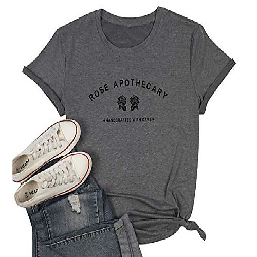 

rose t-shirts women rose apothecary letter printed shirt funny rose graphic summer short sleeve tops