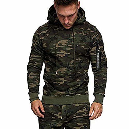 

men's hooded sweatshirt, autumn sport splicing zipper print pullover top tracksuit(army green,m)