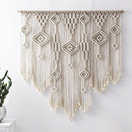 

Hand Woven Macrame Wall Tapestry Bohemian Boho Art Decor Blanket Curtain Hanging Home Bedroom Living Room Decoration Nordic Handmade Tassel Cotton Geometric