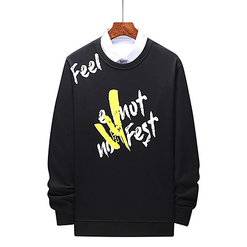 

Men's Pullover Sweatshirt Character Work Casual Hoodies Sweatshirts White Black Gray