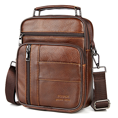 

Men's Bags Cowhide Crossbody Bag Zipper Fashion Daily Outdoor MessengerBag Black Brown