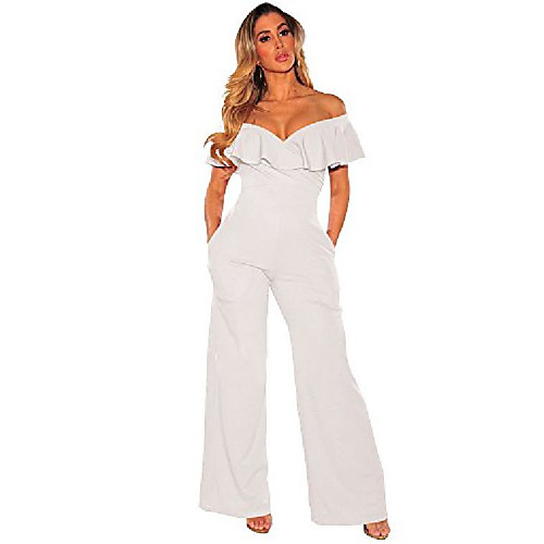 

Women's White Jumpsuit Solid Color