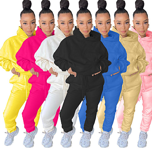 

Women's 2 Piece Tracksuit Sweatsuit Street Casual Long Sleeve 2pcs Nylon Lightweight Breathable Soft Gym Workout Running Active Training Jogging Exercise Sportswear Solid Colored Outfit Set Clothing