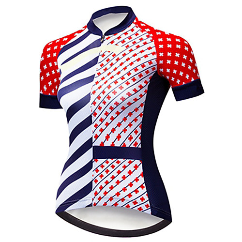 

21Grams Women's Short Sleeve Cycling Jersey Black / Red Bike Jersey Top Mountain Bike MTB Road Bike Cycling UV Resistant Breathable Quick Dry Sports Clothing Apparel / Stretchy