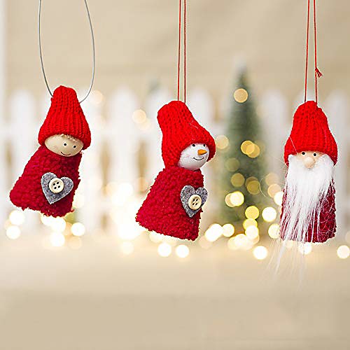 

christmas tree ornaments plush pine cone mini doll charm holiday decor pack of 3 (style 1)