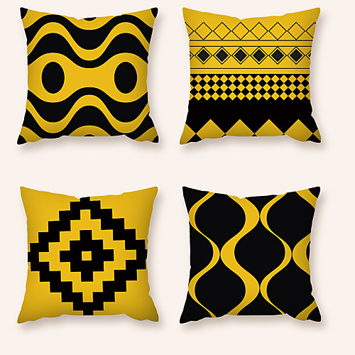 

Cushion Cover 4PC Short Plush Soft Decorative Square Throw Pillow Cover Cushion Case Pillowcase for Sofa Bedroom 45 x 45 cm (18 x 18 Inch) Superior Quality Machine Washable