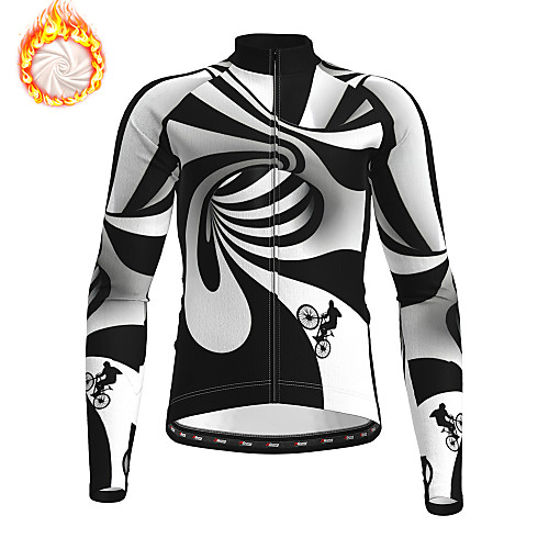 

21Grams Men's Long Sleeve Cycling Jersey Winter Fleece BlackWhite Bike Jersey Top Mountain Bike MTB Road Bike Cycling Fleece Lining Warm Quick Dry Sports Clothing Apparel / Stretchy / Athleisure