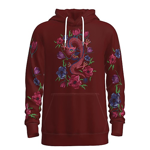 

Women's Men's Pullover Hoodie Sweatshirt Dragon Graphic 3D Weekend 3D Print Casual Streetwear Hoodies Sweatshirts Wine