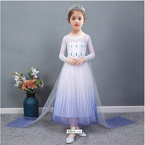 

Princess Elsa Dress Flower Girl Dress Girls' Movie Cosplay A-Line Slip Cosplay Vacation Dress Natural White White Dress Halloween Carnival Masquerade Tulle Polyester