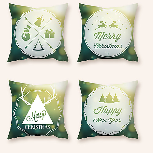 

Cushion Cover 4PCS Christmas Party Decoration Christmas Gift Short Plush Soft Decorative Square Throw Pillow Cover Cushion Case Pillowcase for Sofa Bedroom 45 x 45 cm (18 x 18 Inch) Superior Quality