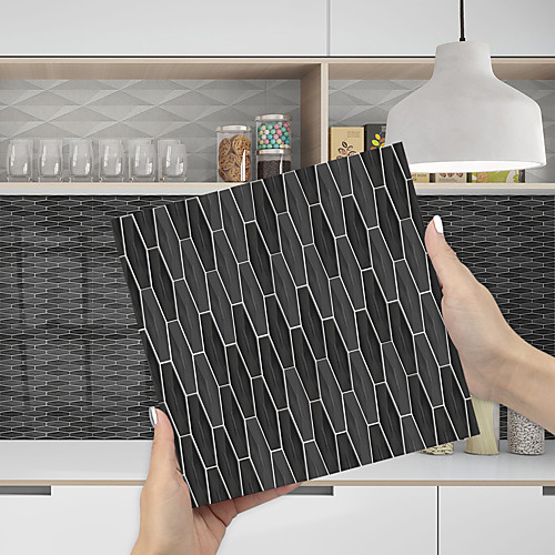 

Imitation Epoxy Tile Sticker Black Grey Tile Wall Sticker House Renovation DIY Self-adhesive PVC Wallpaper Painting Kitchen Waterproof and Oilproof Wall Sticker