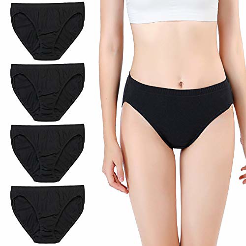 

women's high waisted soft 100 cotton underwear panties latex free ladies black high cut french briefs 4 pack size 7