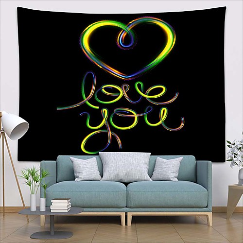 

Wall Tapestry Art Deco Blanket Curtain Picnic Table Cloth Hanging Home Bedroom Living Room Dormitory Decoration Polyester Fiber Still Life Modern Neon Light Love You