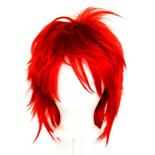 

touya - scarlet red wig 13'' shaggy messy w/ long bangs