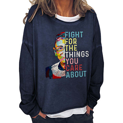 

Women's Pullover Sweatshirt Graphic Text Letter Monograms Daily Basic Casual Hoodies Sweatshirts Khaki Navy Blue Gray