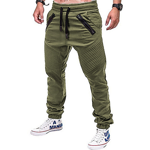 Men's Casual Jogger Pants Sweatpants Trousers Daily Pants Solid Colored Full Length Elastic Waistband Drawstring with Side Pocket Army Green Gray Khaki Black