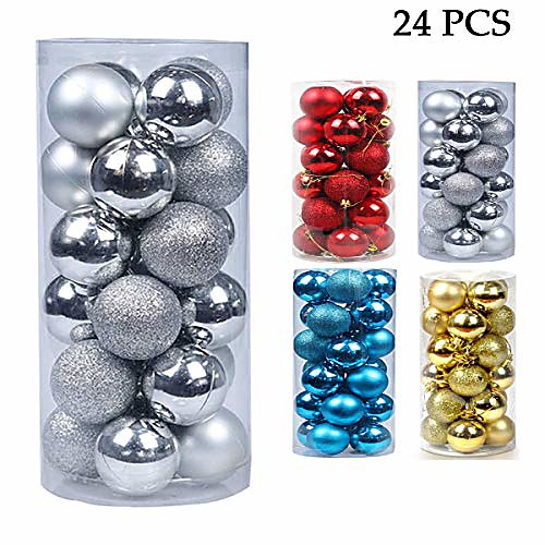 

christmas balls ornaments for xmas tree - shatterproof christmas tree decorations large hanging ball 1.57 x 24 pack (white)
