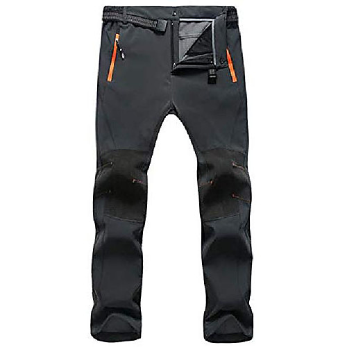 

mens hiking waterproof pants fleece ski snow fish insulated soft shell outdoor winter pants (b138-grey, tag m/us 29)