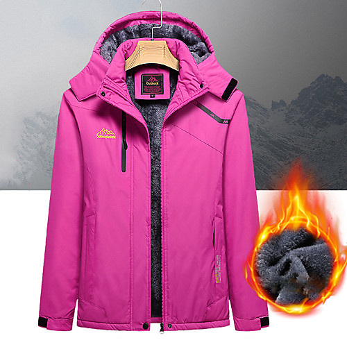 

Women's Girls' Hiking Jacket Ski Jacket Hiking Windbreaker Winter Outdoor Patchwork Windproof Breathable Warm Detachable Cap Winter Jacket Top Single Slider Hunting Fishing Climbing Cream Black Pink