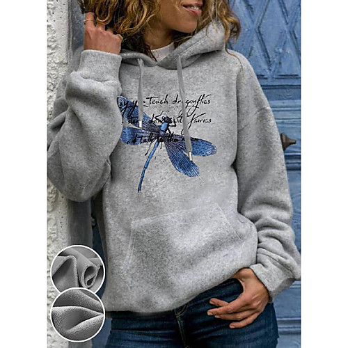 

Women's Pullover Hoodie Sweatshirt Graphic Text Letter Front Pocket Daily Basic Casual Hoodies Sweatshirts Gray / Fleece Lining