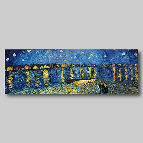 

Hand Painted Van Gogh Museum Quality Oil Painting - Abstract Landscape Starry Night Over the Rhone Modern Large Rolled Canvas