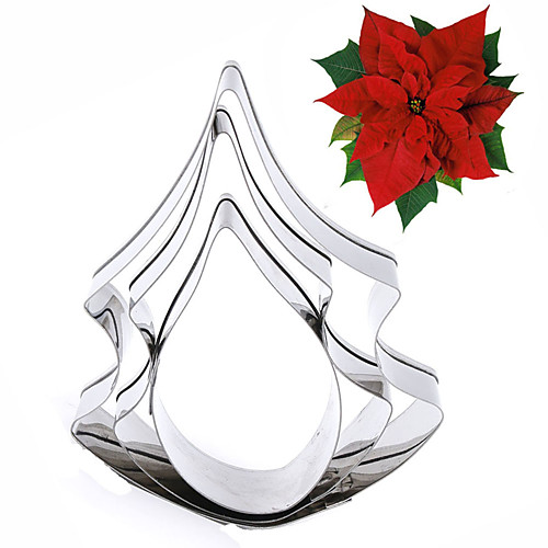 

3pcs Poinsettia Flower Cookie Cutter 3D Stainless Steel Fondant Sugarcraft Biscuit Baking Mold Cake Decorating Tools