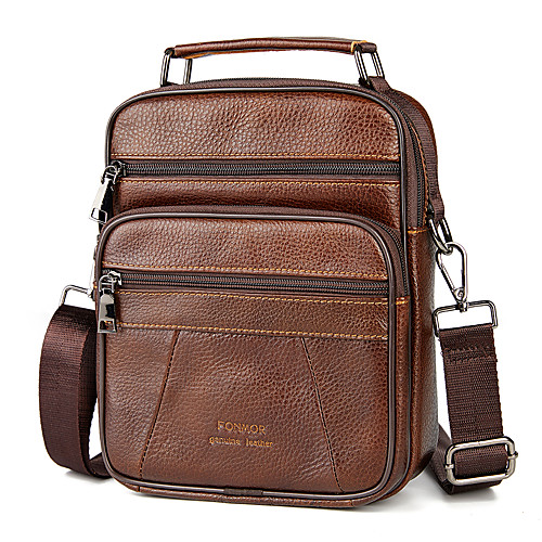 

Men's Bags PU Leather Shoulder Messenger Bag Crossbody Bag Zipper Solid Color Daily Outdoor MessengerBag Black Brown