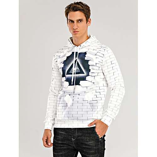 

Men's Plus Size Hoodie Sweatshirt Hoodie Graphic Geometric 3D Hooded 3D Print Casual Streetwear Hoodies Sweatshirts Slim Gray / Fall / Winter / Letter