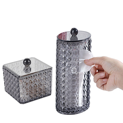 

Discharge Makeup Cotton Receive A Case Drill Stone Black Acrylic Round Receive Cosmetic Pads Transparent Swab Dox Of Dust 2PCS