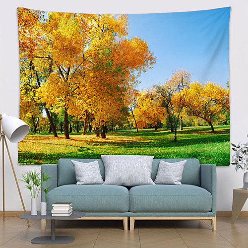 

Wall Tapestry Art Decor Blanket Curtain Picnic Tablecloth Hanging Home Bedroom Living Room Dorm Decoration Polyester Yellow Forest