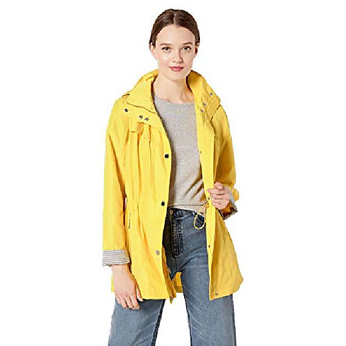 

women's hooded anorak with waist detail, yellow, extra small