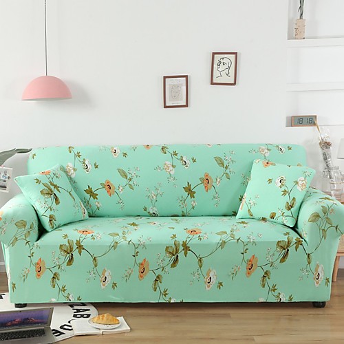 

Green Floral 1-Piece Sofa Cover Couch Cover Furniture Protector Soft Stretch Slipcover Spandex Jacquard Fabric Super Fit for 1~4 Cushion Couch and L Shape Sofa,Easy to Install(1 Free Cushion Cover)