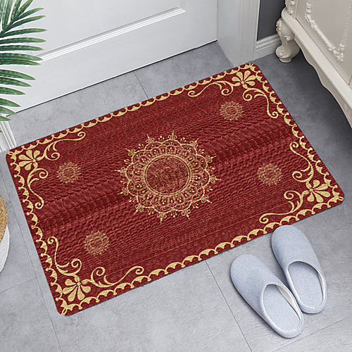 

Red Retro Pattern Digital Printing Floor Mat Modern Bath Mats Nonwoven Memory Foam Novelty Bathroom