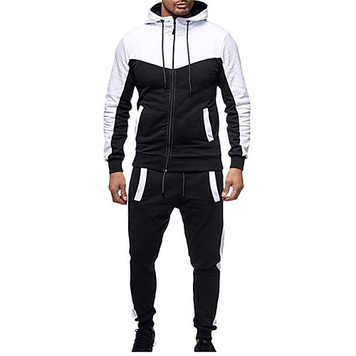

Men's 2 Piece Full Zip Tracksuit Sweatsuit Street Casual Long Sleeve 2pcs Winter Front Zipper Breathable Moisture Wicking Sweat Out Running Walking Jogging Training Warm-Up Sportswear Normal Hoodie