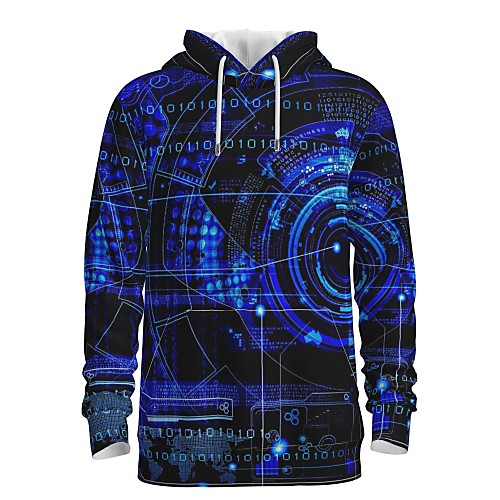

Men's Pullover Hoodie Sweatshirt Print Graphic 3D Front Pocket Hooded Daily 3D Print 3D Print Casual Hoodies Sweatshirts Long Sleeve Blue