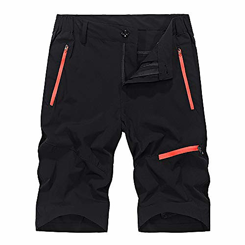 

men's summer outdoor lightweight hiking shorts quick dry gym running zipper pockets (black, w42)