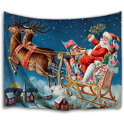 

Christmas Santa Claus Holiday Party Wall Tapestry Art Decor Blanket Curtain Picnic Tablecloth Hanging Home Bedroom Living Room Dorm Decoration Christmas Elk Gift Polyester Views