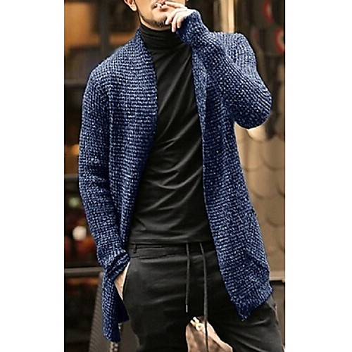 

Men's Knitted Solid Color Cardigan Long Sleeve Sweater Cardigans Open Front Fall Winter Black Green Dark Gray