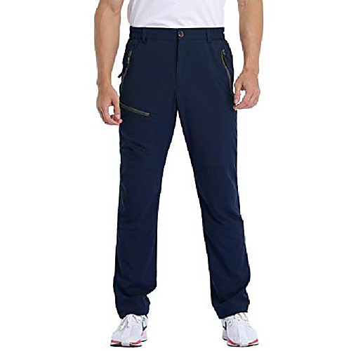

men's cargo hiking pants elastic waist quick dry lightweight outdoor water resistant long pants upf 50 navy m