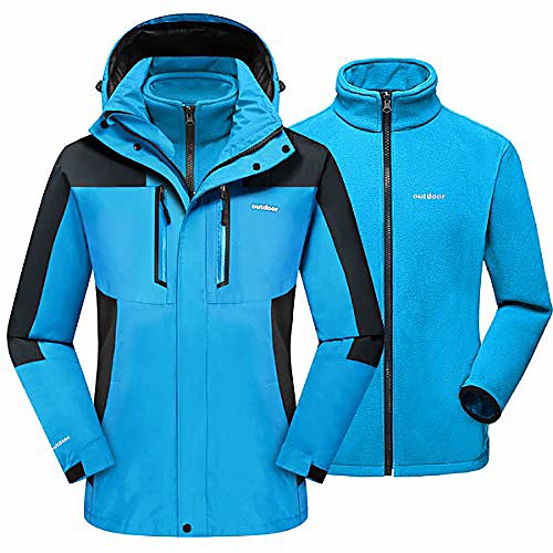 

Women's Men's Hiking 3-in-1 Jackets Ski Jacket Winter Outdoor Waterproof Lightweight Windproof Breathable Outerwear Softshell Jacket Top Fleece (Female) Rose Red (Female) Purple (Male) Army Green