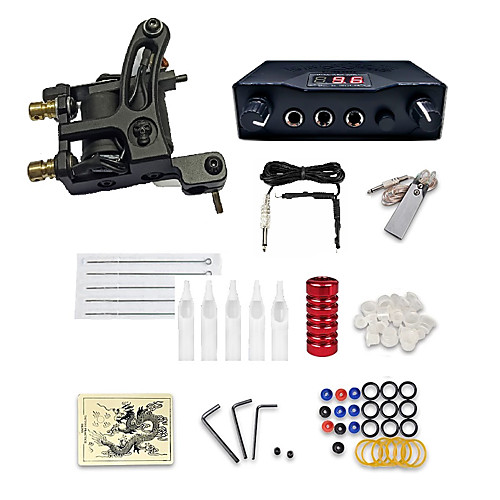 

Tattoo Machine Starter Kit - 1 pcs Tattoo Machines Professional Kits Easy to Install Alloy Mini power supply Case Not Included 1 cast iron machine liner