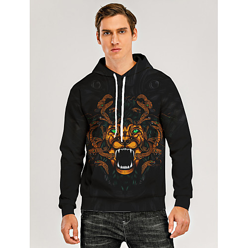 

Men's Pullover Hoodie Sweatshirt Animal Patterned Graphic 3D Front Pocket Daily 3D Print 3D Print Casual Hoodies Sweatshirts Yellow