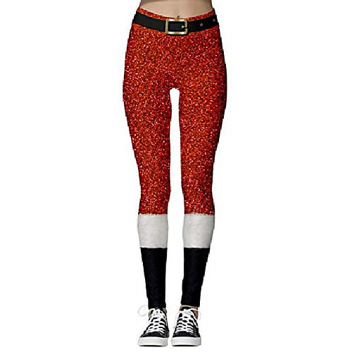 

womens 3d digital printed red diamond contrast color stripe leggings am132-20-m